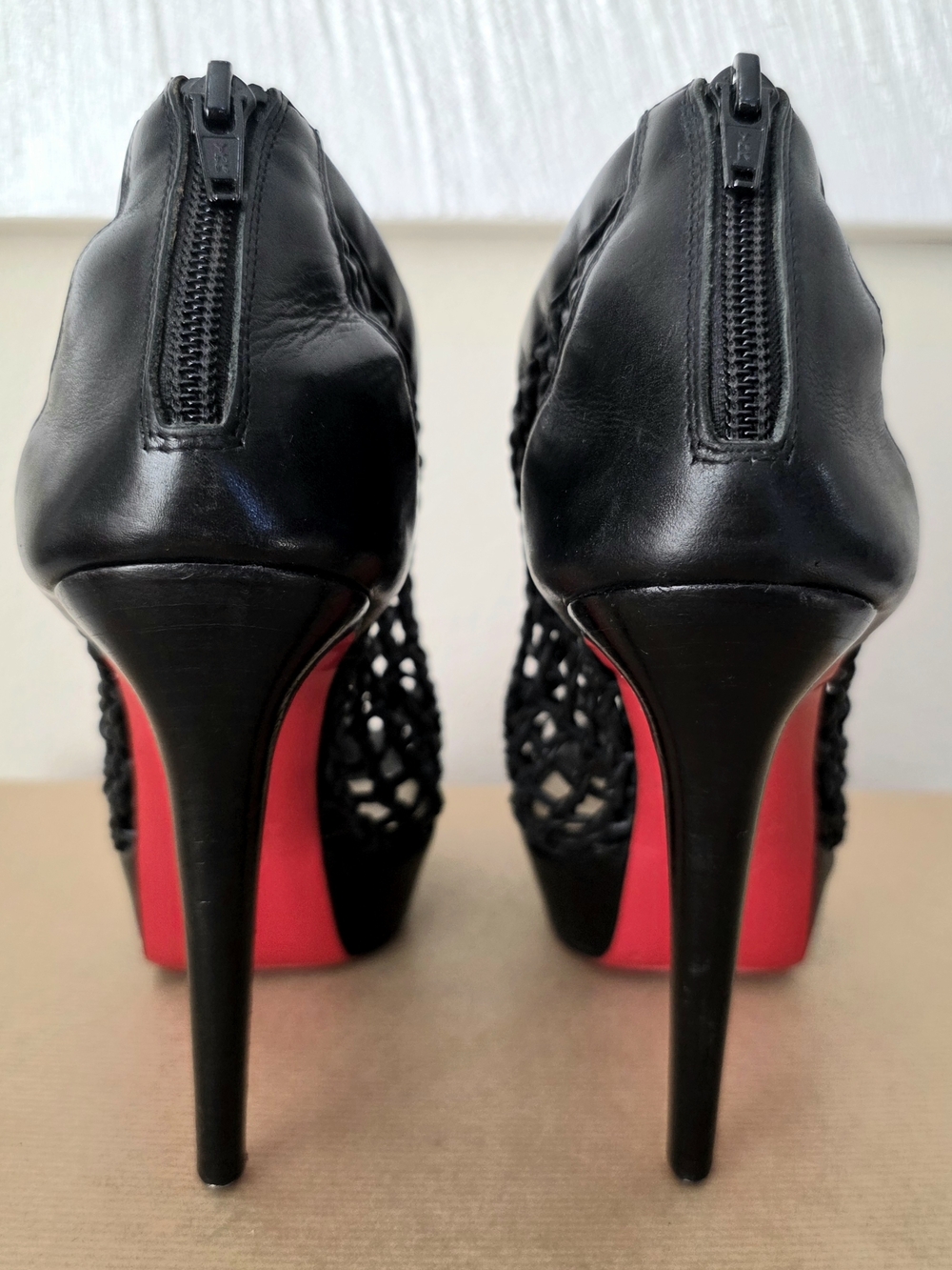 Christian Louboutin Black Leather Caged Ankle Booties Heels EU 38.5 / Fits US 8 - Picture 10 of 14